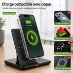 Station de charge rapide sans fil pliable 3 en 1